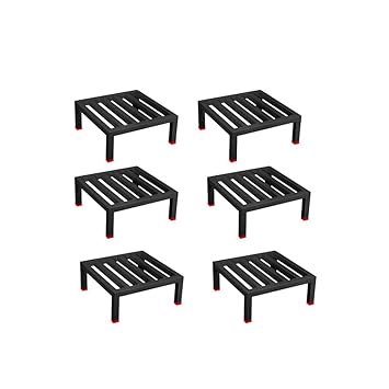 NAYRA Square Plants Stand Set of 6 Stands| Black Iron Stand For Heavy Gamla and Planter |Stand for Home Garden and Balcony(Set-6) - image, photos