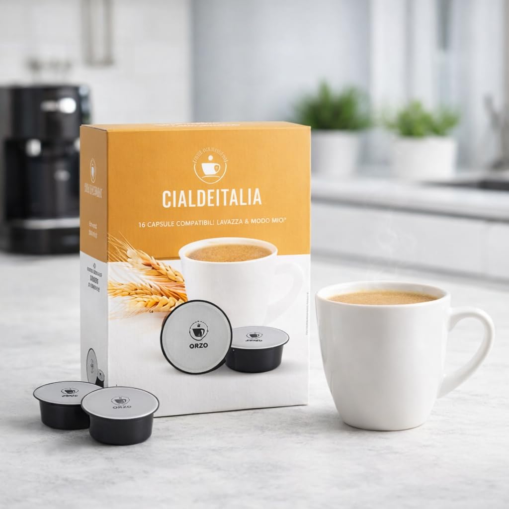 Cialdeitalia - Orzo Capsule Compatibili con macchine Lavazza A Modo Mio, Bevanda Solubile d’Orzo Senza Caffeina, Gusto Naturale, 160 Capsule