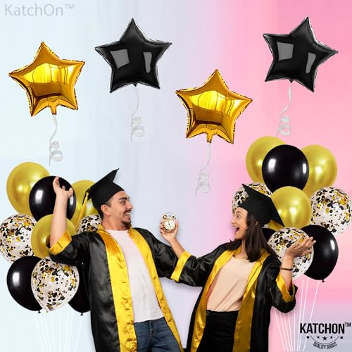 Image of KatchOn, 2026 Graduation Balloons Set - Pack of 31 | Black and Gold Star Balloons, Latex Balloons for Grad Party Decorations | Black and Gold Graduation Decorations 2026 For Class of 2026 Decorations