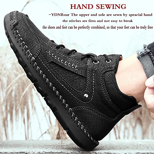 Mens Casual Loafers Shoes Ankle Chukka Boots Hand Stitching Mid top Soft Leather Lace-up Flats Oxford Walking Driving Shoes 6