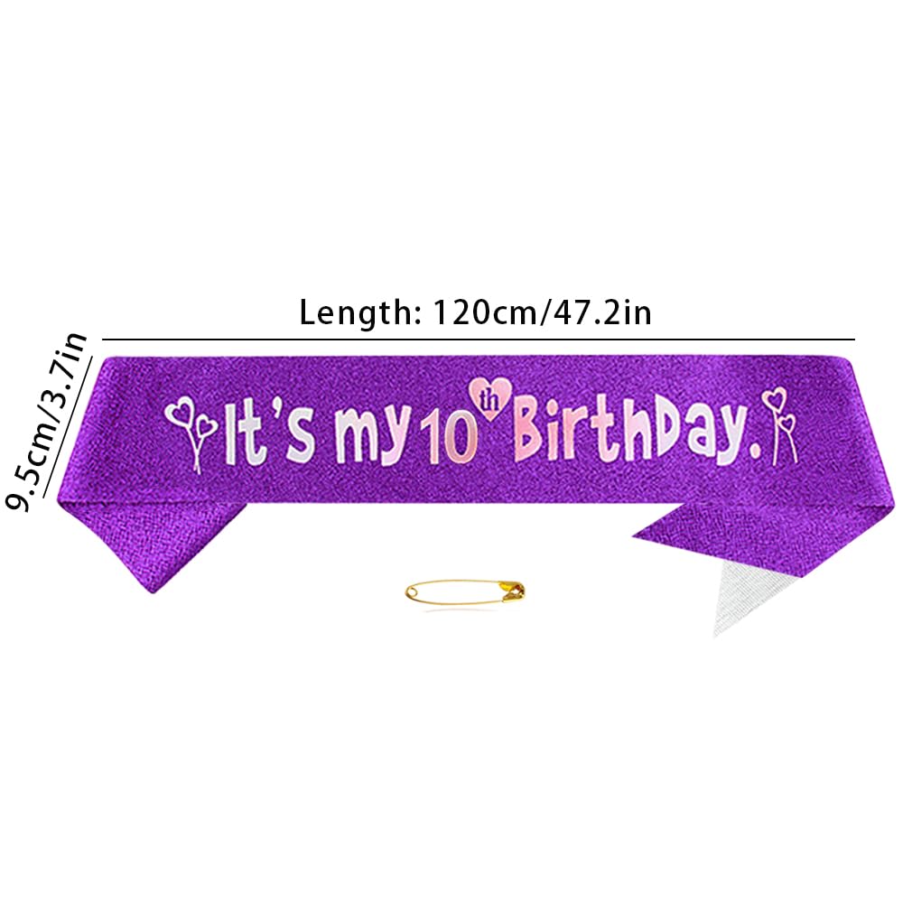 Viola 10° compleanno tiara fascia per ragazze principessa corona cristallo regina tiara compleanno fasce per capelli decorazioni di compleanno fascia di compleanno diadema kit ragazza compleanno