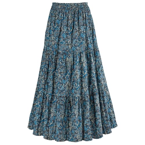 CATALOG CLASSICS Womens Reversible Long Skirt - Broomstick Boho Midi Skirt Blue Lagoon, 2X3