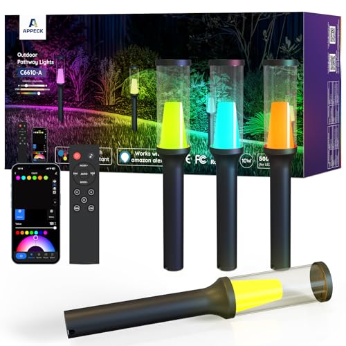 APPECK Pathway Lights Outdoor 800LM, RGBCW Low Voltage Landscape Lighting, Smart APP and Alexa...