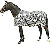 Kein Hitzestau HKM 4668 Fliegendecke Zebra mit Kreuzgurt, Pferdedecke Weidedecke, 145