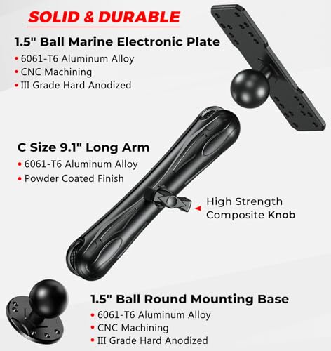 image for VAZESWIN Aluminum Alloy Fish Finder Mount with C Size 1.5