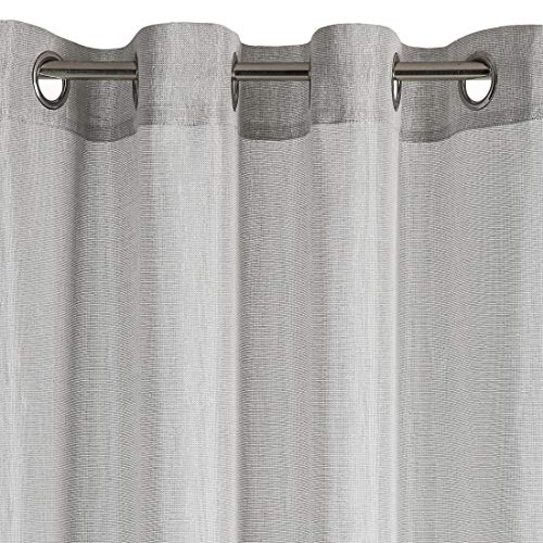 Eurofirany Elicia Smooth Glitter Shimmering Glitter Transparent 8 Eyelets Curtains Transparent Elegant Glamour Bedroom Living Room Lounge Polyester Silver 140 x 250 cm - Image 2