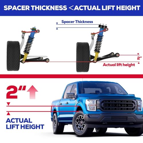 Image of KSP 2-inch Leveling Kit for F150 (2004-2026) 2WD 4WD, Forged Aircraft Aluminum Front Lift Spacers, Compatible with Ford Expedition 03-18 & Lincoln Mark LT, Heavy Duty 12.9 Grade Bolts - 2 inch Lift