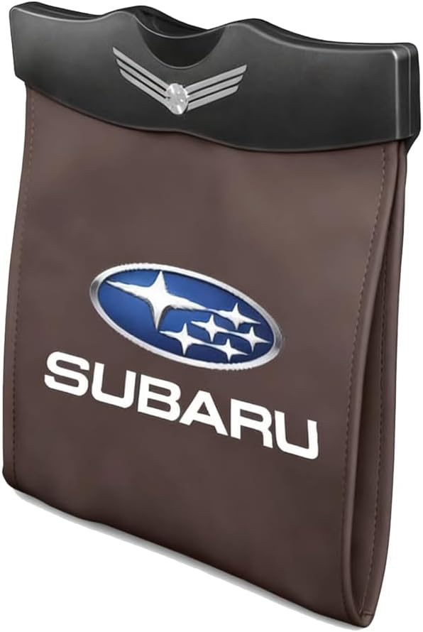 用車用ゴミ箱スバル アウトバック 初代-二代/スバル WRX，1個レザー防水吊り下げクリップ ポータブルゴミ袋 折りたたみ式シートオ