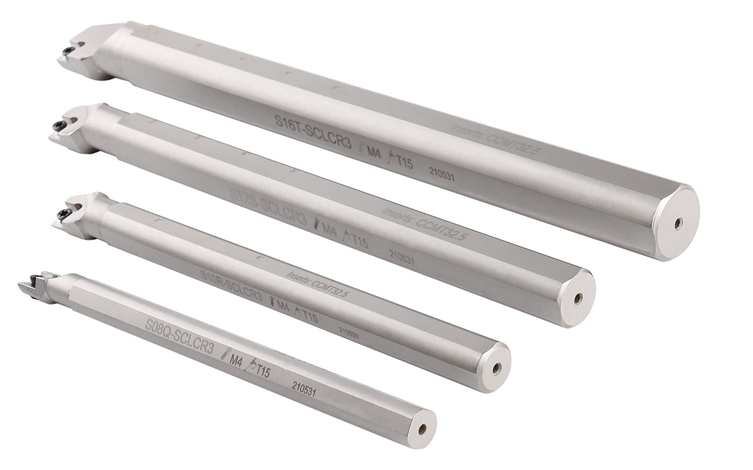 Accusize Industrial Tools Sclcr 4 Pc Indexable Boring Bar Set, Without Inserts, Working with Ccmt 32.5 and Cctg 32.5 Inserts, 1/2", 5/8", 3/4", & 1",P252-S411