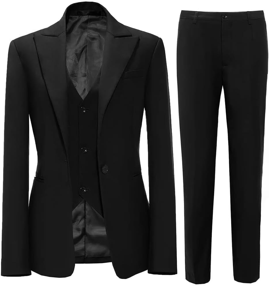 Women's Suit 3 Piece Slim Fit Set Formal Ladies Business for Work Professional Suits (Jacket Pants Vest)