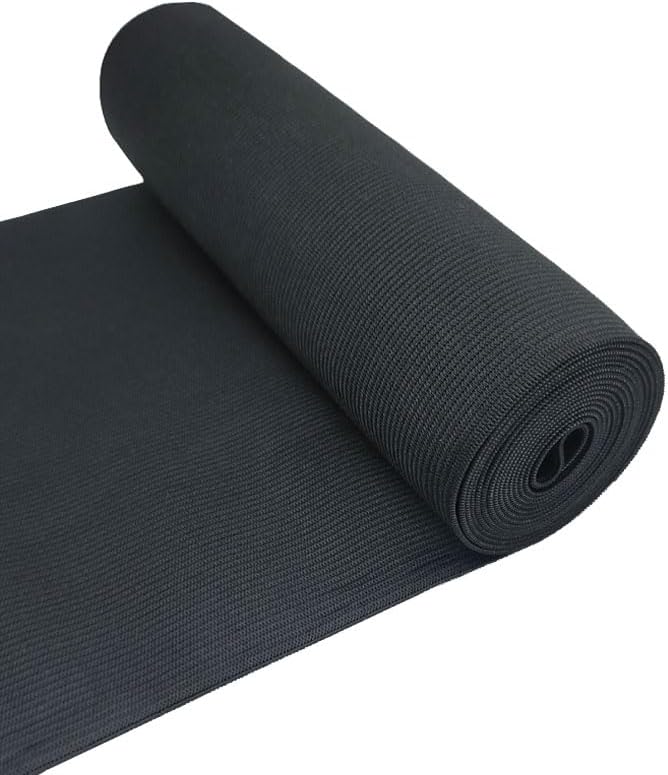 Banda elástica de punto de alta elasticidad negra de 6 pulgadas de ancho, 3 yardas de largo