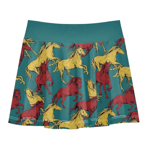 Girls Skorts High Waist Athletic Skirts with Shorts Horse Stretchy Teens Performance Tennis