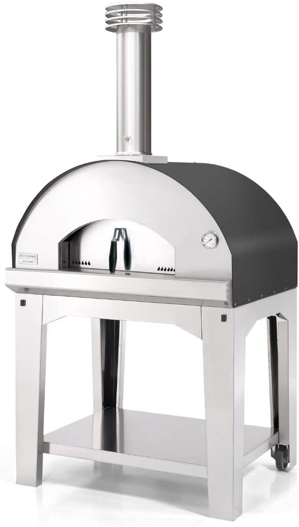 Mangiafuoco Wood-Fired Outdoor Portable Pizza Oven, Gray - With Cart and Cover