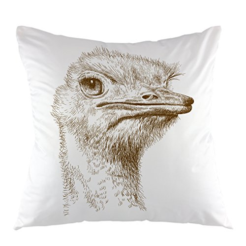 oFloral Ostrich Head Decorative Throw Pillow Cover Square Cushion Cover 18"X18" Grey