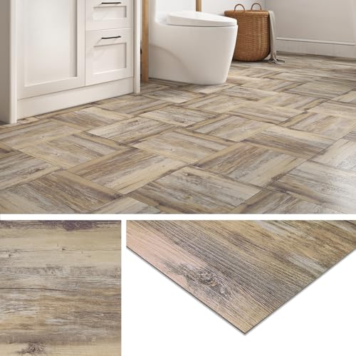 Livelynine Dalle PVC Adhesive Sol Effet Bois Rustique 30x30CM Lino Sol Adhesif Effet Parquet Adhesif Sols Salle de Bain WC Carrelage Adhésif Sols Cuisine...
