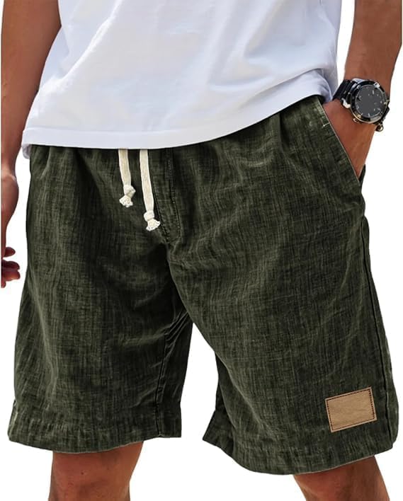 Hawyet Mokaloha Shorts for Men Lightweight 5 Inch Inseam Cotton Linen Summer Beach Shorts Casual Comfort Holiday Short