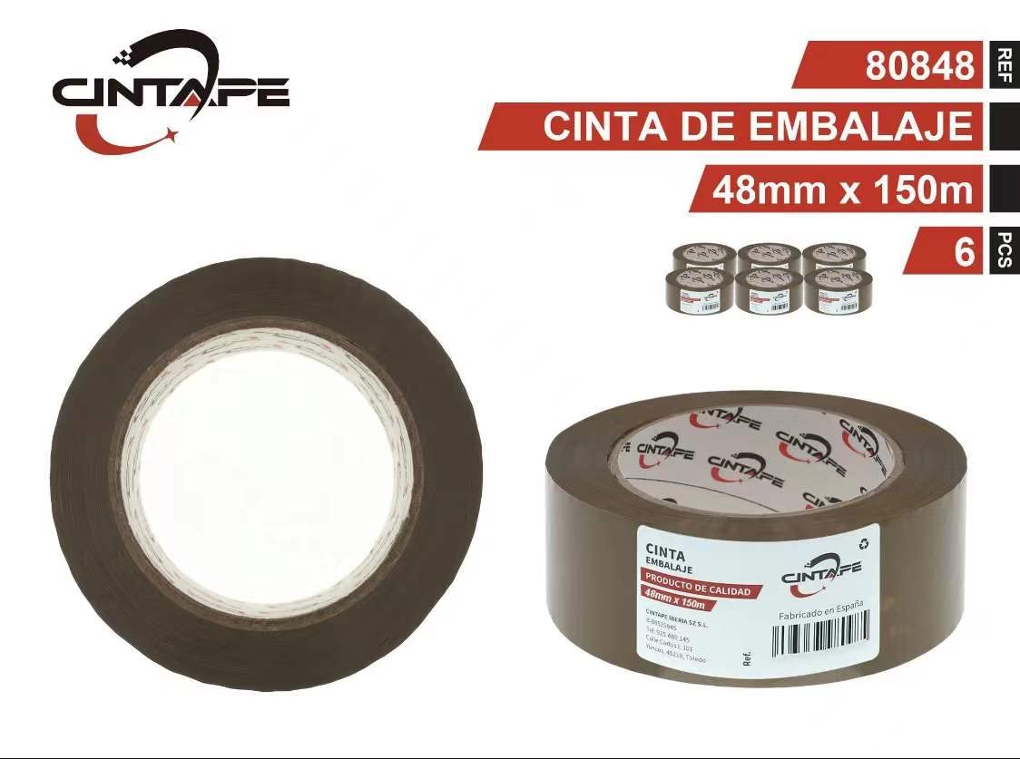 CINTA 6 Rollos Cinta Embalar Cinta embalaje Cinta adhesiva para Cajas y Paquetes-(MARRON-4.8X150 M 36PCS)