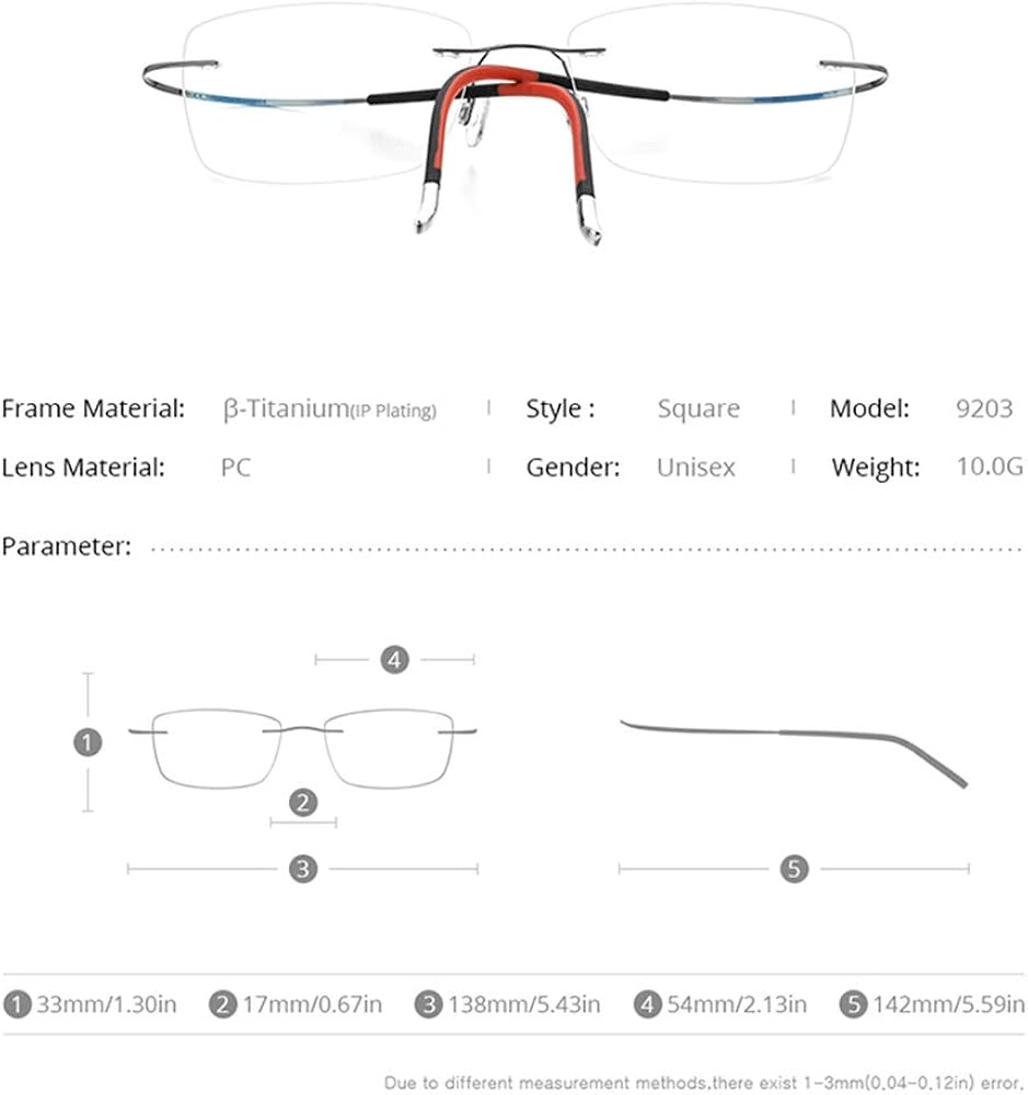 Miniatura 2 de FONEX Gafas de titanio para hombre con montura cuadrada sin montura sin marco gafas ópticas de miopía 9203 Titanio