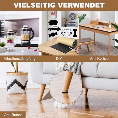 Vefhby Schaumstoffplatte Selbstklebende, Schaumstoff Selbstklebend 300mm x 3mm x 1.5m Neopren Multifunktions Dämmmatte, Schaumstoffrolle Rutschfest Isolierung Stoßdämpfung Akustikmatte (Schwarz)