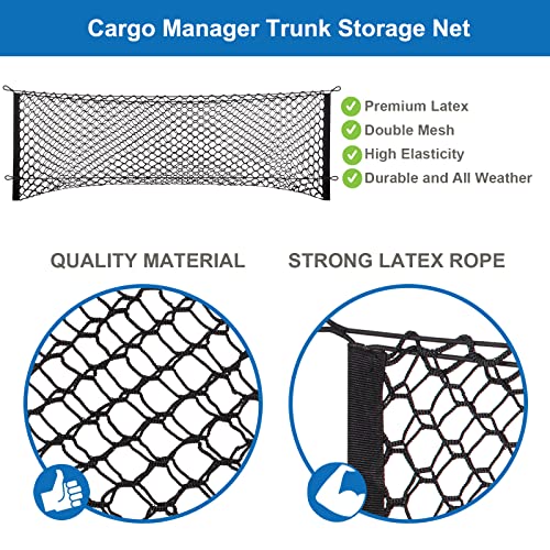 Cargo Net For Pickup Truck Bed, 50" X 18" Cargo Net For Suv Trunk Organizers And Storage With 4 Additional Carabiners And Hooks, Car Rear Heavy Duty Tailgate Net #TOP1