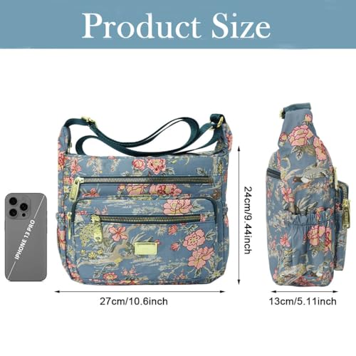 Image of PALAY Crossbody Bag for Women Nylon Shoulder Bags Floral Multi-Pocket Purse Sling Bag for Woman