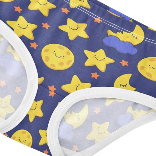 Little Girl Underwear Toddler Panties Kids Undies Star Moon Cartoon Soft Cotton Briefs 2T-8Y4