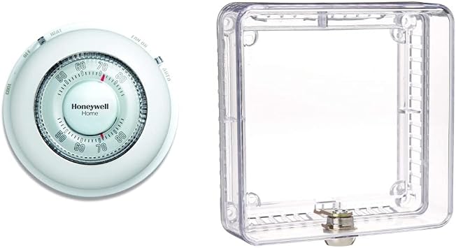 Honeywell Home CT87N1001 The Round Heat/Cool Manual Non-Programmable Thermostat + Honeywell Home CG510A Small Thermostat Guard