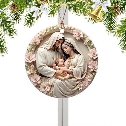 FxaumsGxuk Weihnachtskrippe Christbaumschmuck,2D Acryl Heilige Familie...