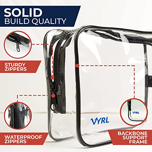 Vyrl Tsa Approved Toiletry Bag – 2Pcs, Quart-Sized 3-1-1 Liquid – Unisex Premium & Water-Resistant Clear Makeup Bags With Heavy Duty Zippers – Ideal Companion For Travel, Camping & More #TOP2