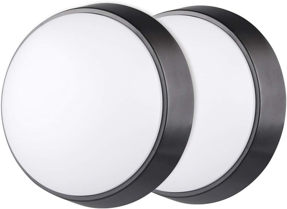 M EGA MEGACUBE Lámpara LED para Pared y Techo Luz Nocturna LED Circular 10W 4000K IP54 de Luz Suave para Interiores Exteriores Corredor Baño Jardín Taller - 2 Paquete