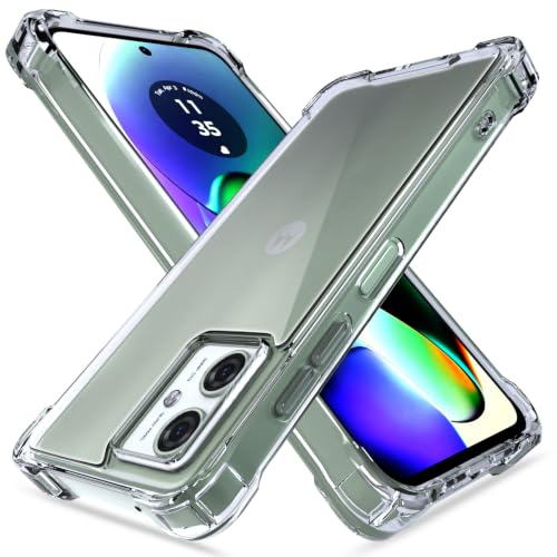 Image of Outlouders Back Cover for Motorola Moto G54 5G / G64 5G Clear Transparent PC + TPU Bumper Case with Raised Edges for Shockproof Protection (Transparent)