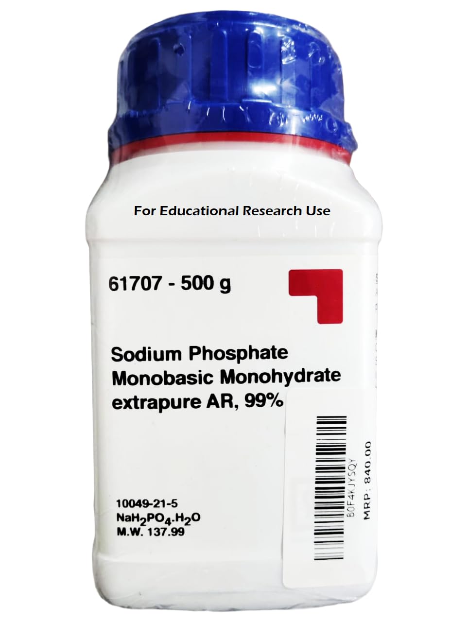 SRL Sodium Phosphate Monobasic Monohydrate extrapure AR Grade, 500Gm, CAS : 10049-21-5, Molecular Formula : NaH2PO4.H2O, Storage: Room Temperature, Shelf Life: 60 Months, for laboratory use only-picture-10