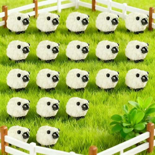 MUYAPAY 20 Stück Mini Schafe Figuren, Niedlich Deko Schaf Garten,...