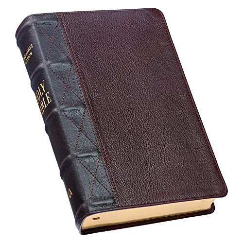 KJV Holy Bible, Giant Print Standard Size Premium Full Grain Leather Red Letter Edition - Thumb Index & Ribbon Marker, King James Version, Burgundy/Mahogany