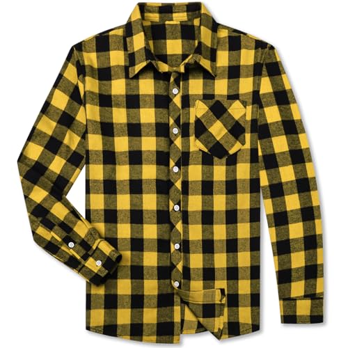 Image of Betusline Boy and Men Button Down Plaid Shirt | Soft,Breathable and Comfortable Fabric