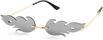 Onrtry Fire Flame Sunglasses for Women Men Rimless Goth Glasses Halloween Party Glasses Novelty Sun Glasses