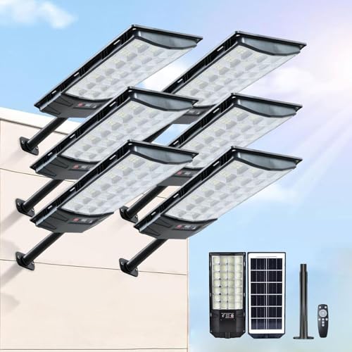 Sinpbw Solar Commercial Street and Area Lighting Fixture, Outdoor LED Security Lamp for Parking Lots, Roads, Pathways 6 Packs - image 1