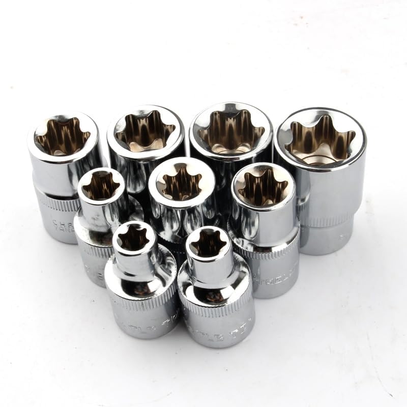 9pcs 1/2" Drive E10 E11 E12 E14 E16 E18 E20 E22 E24 E Type Torx Star Bit Socket Set Hand Repair Tools