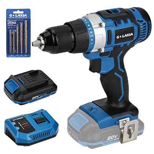 Top Rated G LAXIA 2-Speed Cordless Drill Driver - Includes Lithium Ion Battery, 21+1 Clutch, 1/2-inch Metal Keyless Chuck, Max Torque (50N.m), Built-in LED Light for Home Improvement & DIY Project