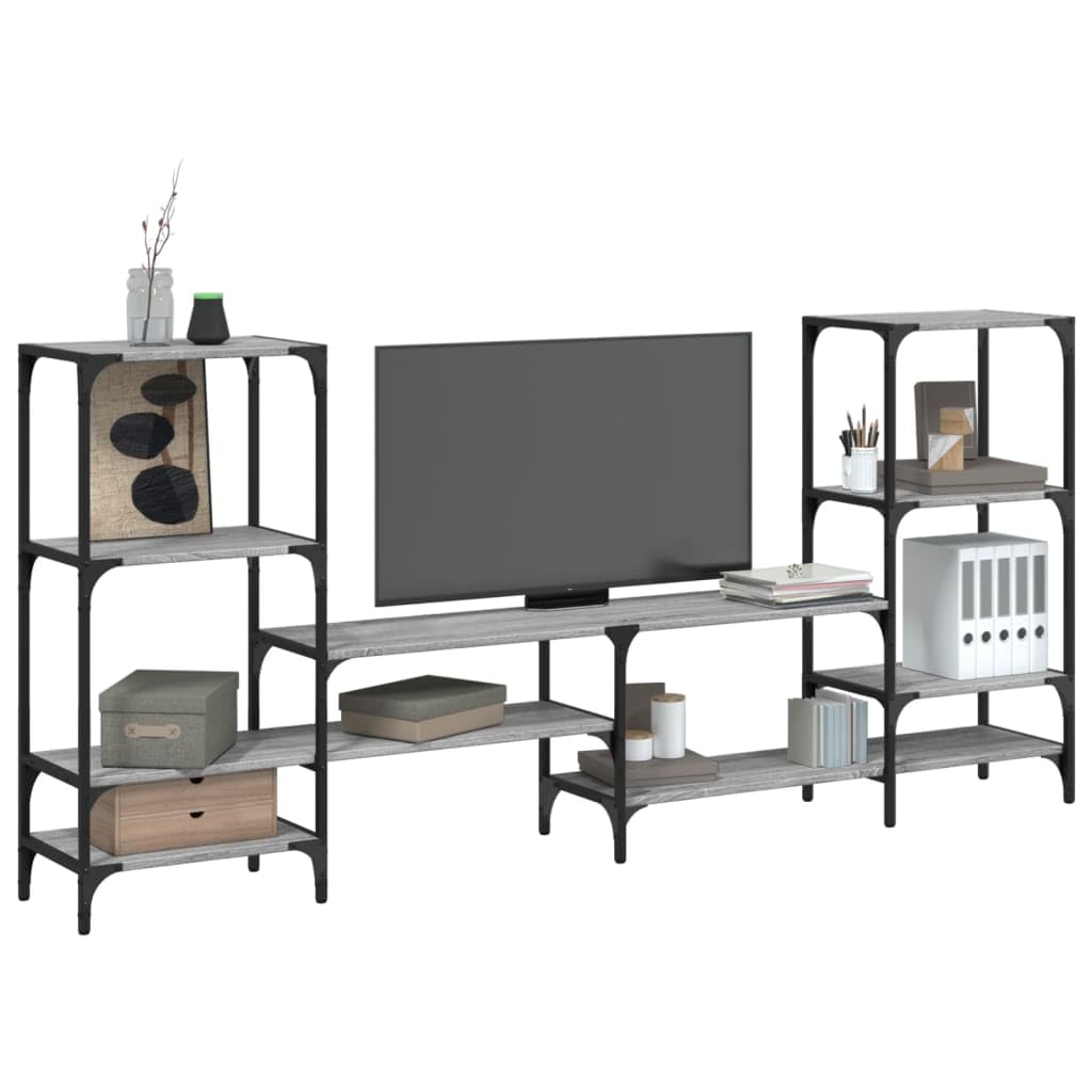 Mobile Porta TV Grigio Sonoma 206,5x28,5x95 cm in Legno | Mobiletto basso da soggiorno con ampi ripiani aperti per console e decoder, ideale per ottimizzare lo spazio.