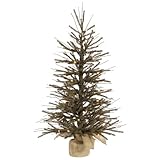 Vickerman 36' Vienna Twig Artificial Christmas Tree, Warm White Italian LED Mini Lights, Seasonal Indoor Home Decor with Decorative Burlap Base
