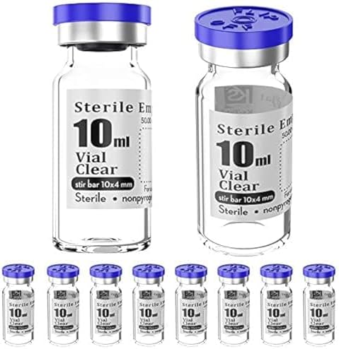 Ks-Tek Sterile Empty Vials with Self Healing Injection Port,with Flip Off Aluminum Cap,Sterile Package (10ml,10)