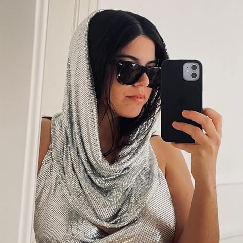 Ralcosuss Women’s Muslim Jersey Hijab Sparkle Metallic Sequins Glitter Head Scarf Hair Wrap Turban Headwear4