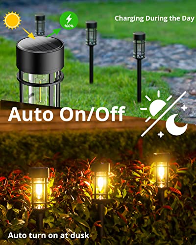 Doeslag Solar Pathway Lights, 8 Pack Solar Lights Outdoor Waterproof, Glass Solar Landscape Lights Outdoor Garden Lights For Yard Walkway Driveway, Auto On/Off, Easy-To-Install #TOP3