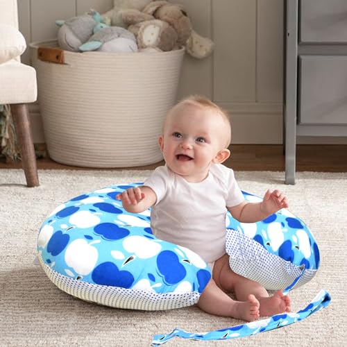 Image of VParents Multipurpose Baby Feeding Nursing Cum Maternity Pillow for New Born Cotton, Recommended for Maternity, Nursing, Medical Cheeky Cheeky (Blue) 110501