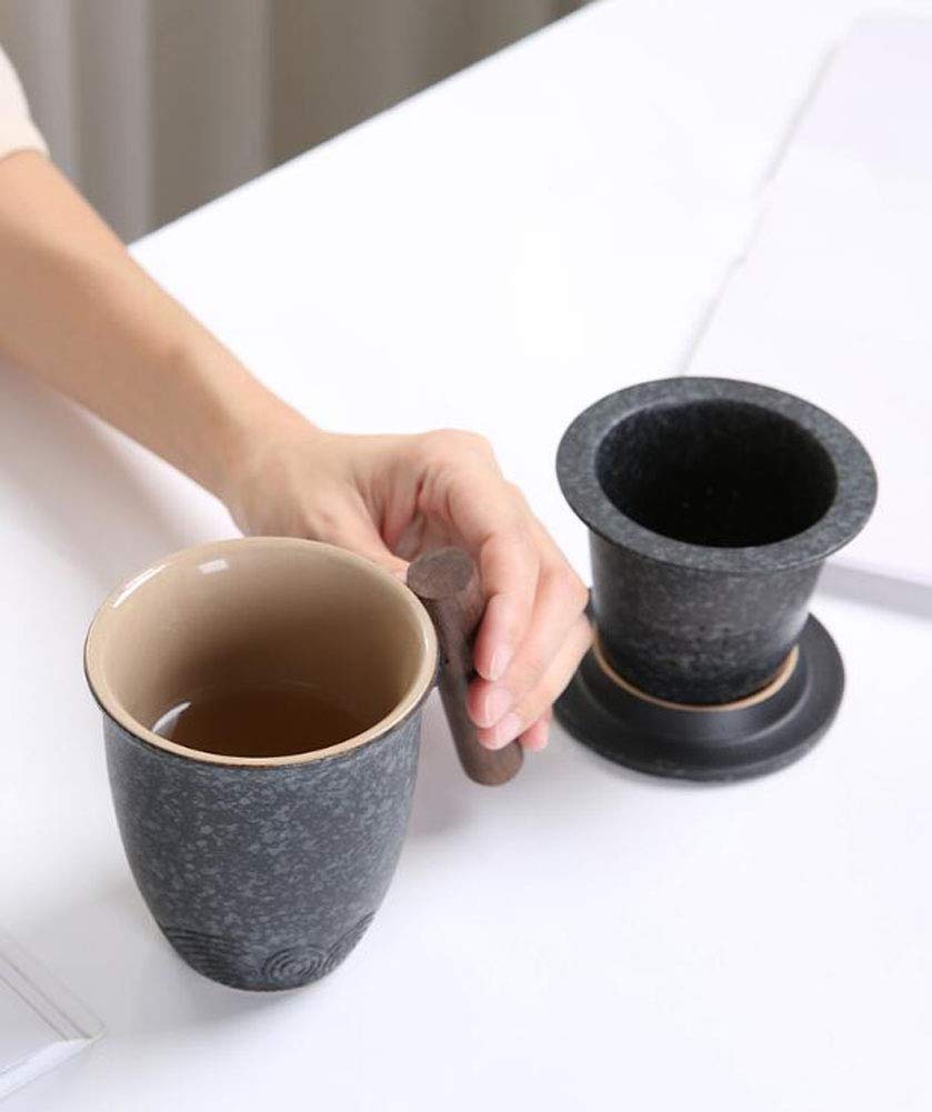 Maya Star Tasse à thé avec couvercle et filtre à eau en céramique, filtre à thé en céramique filtré tasse de séparation de thé