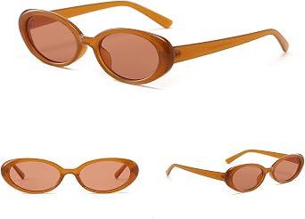 Retro Oval Sunglasses for Women Men Trendy Small Oval Sunglasses 90s Vintage Shades Eyewear