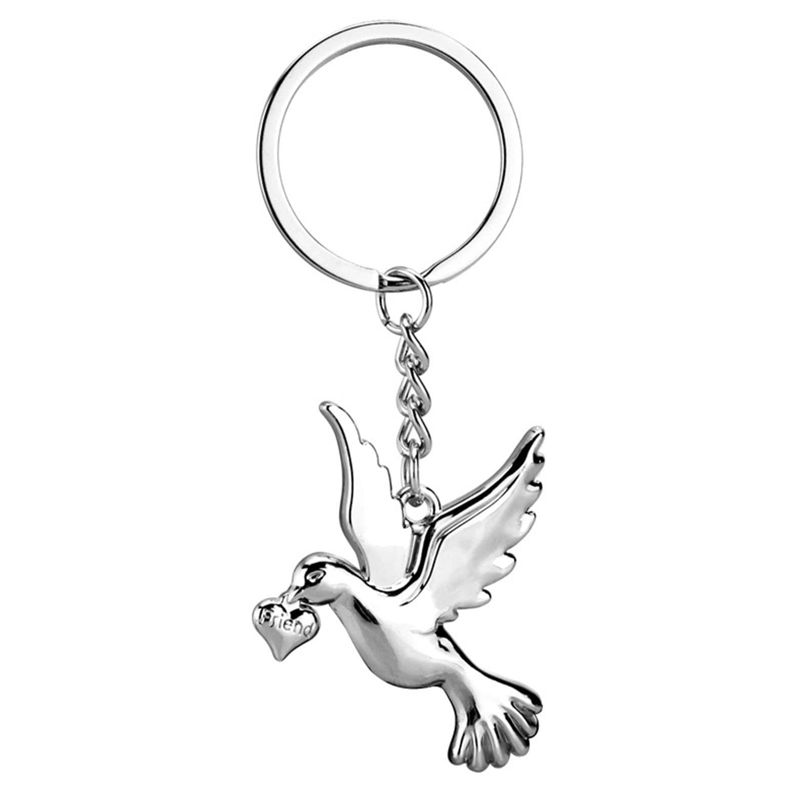 Haibinsuo Key Holder Peace Pigeon Key Ring Hanging Pendant Reusable compatible with Wallet Silver