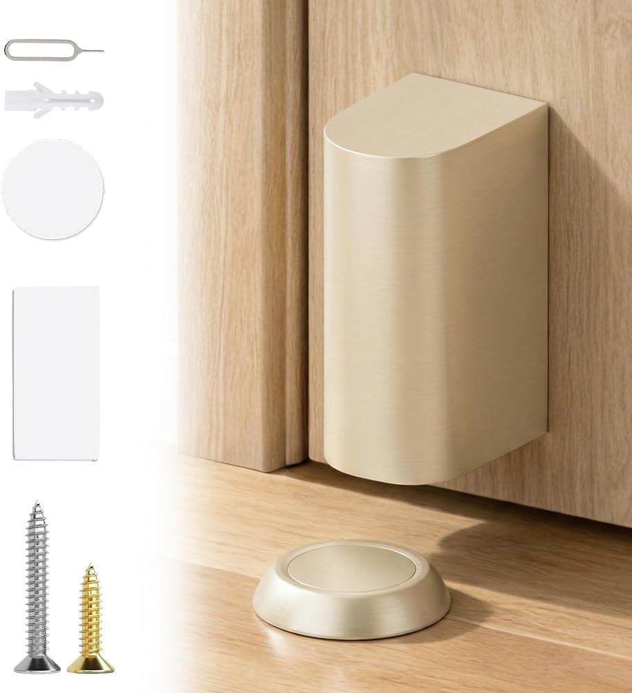 Magnetic Door Stopper, 2026 New Door Wedge Stopper, No-Drill Door Stoppers for Bottom of Doors, Invisible Door Stop for Inside Doors, Heavy Duty Magnetic Catch Holder to Keep Doors Open (Beige)