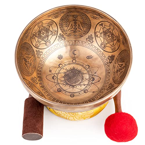 Juego de cuencos tibetanos grandes de 9 pulgadas, grado curativo maestro para baño de sonido, chakras, 7 metal, meditación, yoga Himalayan Bazaar